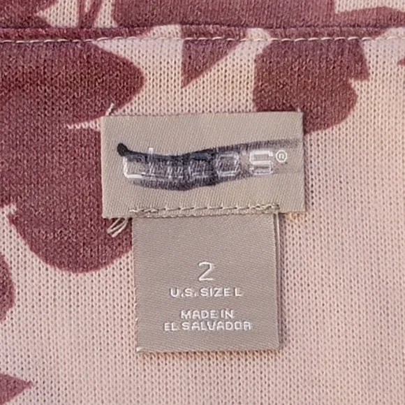 Chicos Floral Side-slit tunic  Scoop neck 3/4 Sleeve Size 2 u.s. Size L - Picture 7 of 11